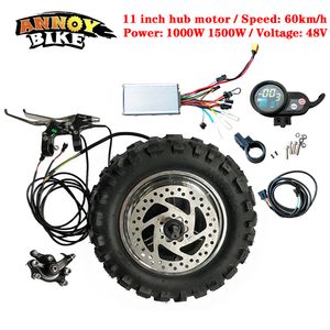 High Speed LY 11 inch Hub Motor Kit 48V1000W1500W Electric Motorcycle Engine BuggyGearless TX Motor 60km/h Electric Kit Fat Tyre