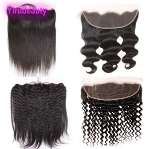 Yirubeauty 100% Virgin Human Hair Brazilian 13X4 Lace Frontal Body Wave Kinky Straight Deep Curly 10-24inch
