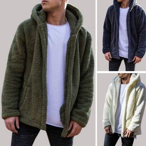 Inverno homens quentes inverno hoodies grosso tops macio jaqueta de pele de lã casaco com capuz Outerwear manga longa cardigans