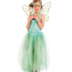 Çocuk Giyim Kız Yeşil Peri Cosplay Prenses Elbise Etekler + Kelebek Kanat + Kafa 3 adet / takım Cadılar Bayramı Partisi Rol Oynamak Kostüm M190