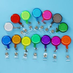 Round Retractable Badge Reel Clip-On ID Card Holder with Colorful Clasp