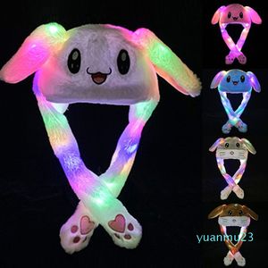 Wholesale-2019 Kids Cute Plush Pinching Ear Hat Can Move Lighted Cap Toy Gift for Kids Girls Girlfriend Women Accessories