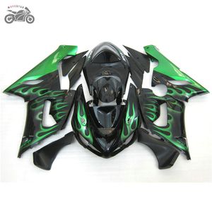 Kit carenature 7gifts gratuiti per Kawasaki 2005 2006 Ninja ZX-6R ZX6R 05 06 ZX 6R fiamme verdi Kit carenatura ABS cinese