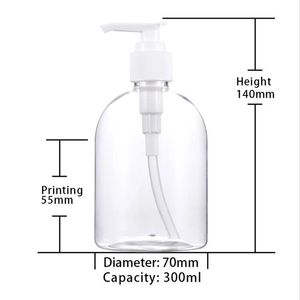Sıcak Satış 300ml 500ml Pet Clear Plastik Boş Şampuar Duş Jel El Enjeksiyonu Basınç Pompası Şişeler 2000 PCS/LOT