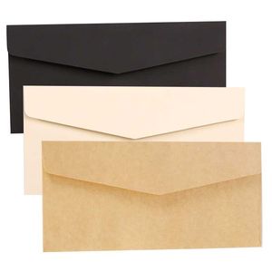 № 5 Приглашение конверты офисная школа Kraft Beige Black Paper Card Card Письмо письмо стационарная бумага для хранения подарок 22x11cm