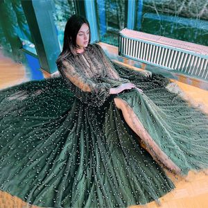 Abiye Giyim Bir Çizgi Örgün Parti Elbise sayesinde şaşırtıcı Koyu Yeşil Gelinlik Modelleri Tam Boncuk Uzun Kollu Top bakınız