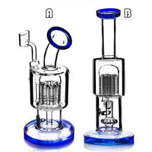 TORO Blaues 14-mm-Außengewinde mit Kopfstücken aus dickem Glas. Bong berauschende Bohrinseln, Glasbongs, Wasserpfeifen, Recycler, Dab-Perkolator-Brenner