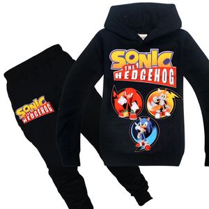 Erkek kız Sonic the Hedgehog Giyim Setleri Hoodie   Pantolon Çocuklar Çocuk Sweatshirt Pantolon Uzun Kollu Tişört Tee Giysileri