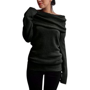 An kendini 5xl artı boyutu kadın giyim kapalı omuz kazak kaput boynu uzun kollu örgü jumper üst sonbahar sıcak örgü c18111601