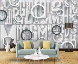 пользовательские фото обои Простой абстрактный трехмерный алфавит искусство телевизор фоне стены