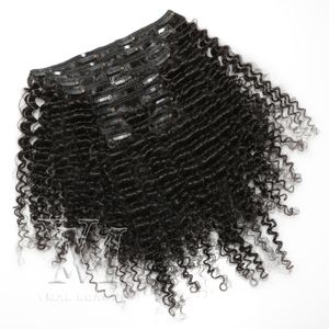 VMAE Supply Burmese Virgin Hair 3C 4A 4B 4C Natural Black 140g Afro Kinky Curly Clip in Human Hair Extensions