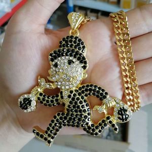 Мода - мультфильм бегущий мужчина в костюме кулон ожерелья для мужчин сплава черные алмазы ожерелье из нержавеющей стали кубинские цепочки ювелирные изделия 2 цвета