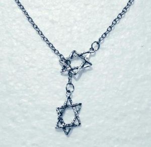 Moda Vintage Gümüş TANTRISM Yahudi Yahudi Yıldız David Kolye Ayarlanabilir Çapraz Lariat Kolye Kadınlar için Takı için 874