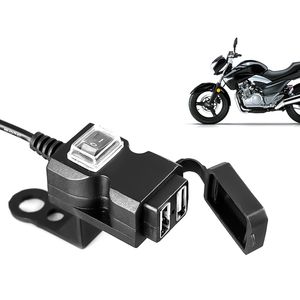Çift USB Bağlantı Noktası 12 V Su Geçirmez Motosiklet Gidon Şarj 5 V 1A / 2.1A Telefon için Adaptörü Güç Kaynağı Soketi