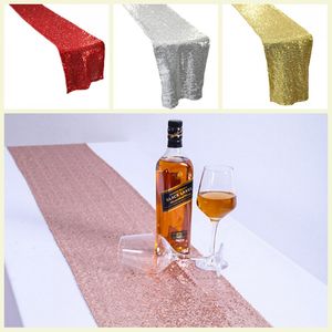 Table Runner Table Cloth Fabric Gold Silver Sequin Tablecloth Sparkly Bling Table Cover for Wedding Party Decoration