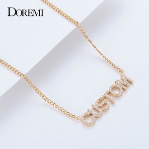 DOREMI кристалл кулон ожерелье с буквами для женщин ювелирные изделия на заказ имя ожерелья с цифрами персонализированный кулон из циркония