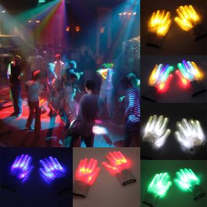 Renkli LED Glow Eldivenleri Çılgın Işık Parmak Aydınlatma Yanıp sönen Eldivenler Unisex İskelet Eldiven Aydınlık Parti Malzemeleri