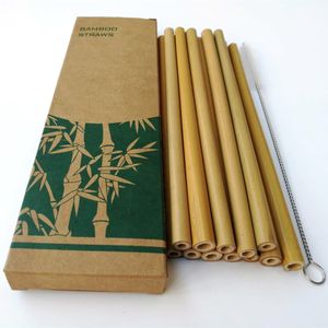 Maßgeschneiderte, hochwertige Bulk-Strohhalme aus Bambusrohr aus biologischem Anbau mit Etui zum Trinken von Bubble Tea, 100 % Einweg