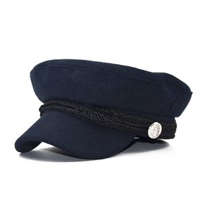 Cappello di lana alla moda 2021 con cappelli ottagonali militari autunno e inverno berretto patchwork retrò femminile stile inglese