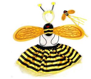 Çocuklar Peri Lady Bug Arı Kanat Kostüm Set Süslü Elbise Cosplay Wings Tutu etek asa kafa bandı kız erkek etkinlik Noel sahne performansı