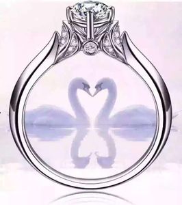 Оптово Новый 925 стерлингового серебра круглой формы, Radiant Elegance Clear CZ Цветок кольца перста для женщин кольцо