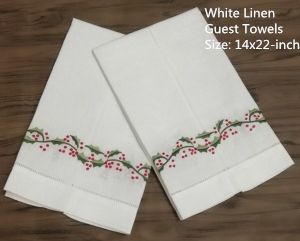 Набор из 12 предметов домашнего текстиля Полотенце льняное с пайетками-14x22 