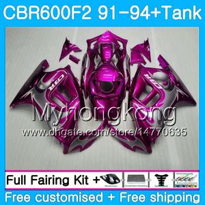 Body+Tank For HONDA CBR 600F2 CBR600FS CBR600F2 91 92 93 94 288HM.11 CBR 600 F2 FS CBR600 F2 Rose flames Pink1991 1992 1993 1994 Fairing kit