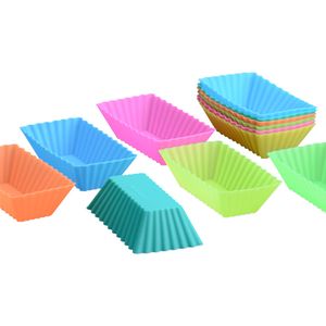 Ferramentas forma Mini Retângulo Silicone Muffin Cupcake molde Bakeware fabricante de moldes Assadeira Cup Moldes de cozimento