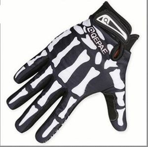 Luvas de corrida de motociclista masculinas verão inverno luvas de cinco dedos protegidas por dedos luvas respiráveis impressas em caveira