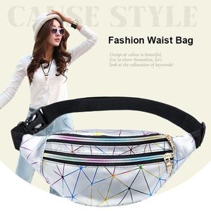 Holographic Women Waist Packs Pink Silver Fanny Pack Female Belt Bag Black Geometric Laser Chest Phone Pouch Fashion makeup Bags