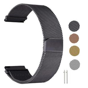 20mm 22mm laço milanês pulseira pulseira pulseira para assistir ativo 40mm / galáxia relógio 42mm banda de aço inoxidável magnético