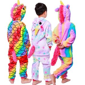 Симпатичные Unicorn Nightgowns Baby Girls Haterborbe Фланалель Дети Капюшона цельные Пижамы Детская Ночная Носить Одежда Дома Косплей Pajamas Rra1685