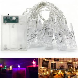 Фотоклипы Light String Led Clip Fairy Lights Светодиодные клипсы с питанием от батареи Светильники 3M / 6M Теплый белый / RGB Крытый домашний декор для вечеринок