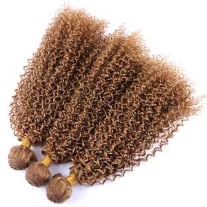 Estensione dei capelli sintetici ricci afro crespi di colore dorato 100 g / pz fasci di capelli ad alta temperatura nuova moda tesse trama dei capelli crespo crespo