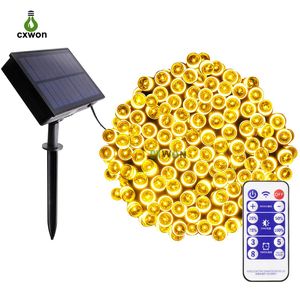 Güneş Dize Işık Açık Outgraded 8 Çalışma Modları Zamanlayıcı Uzaktan Kumanda Ile 100 Leds 200Leds Noel Işıkları Cadılar Bayramı Bahçe Backyard Deco Aydınlatma