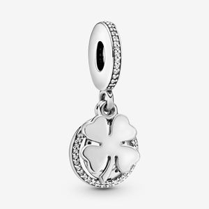 100% 925 Ayar Gümüş Şanslı Dört Yapraklı Yonca Dangle Charms Fit Orijinal Avrupa Charm Bilezik Moda Kadınlar Takı Aksesuarları