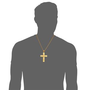 Moda-Yeni 18K Altın Kaplama Çapraz Erkekler kolye Paslanmaz Takı Toptan Kutsal İncil Trendy Çift Taraflı Çapraz kolye Takı P815