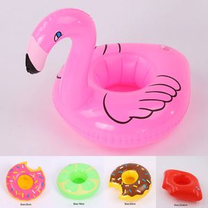 Inflatable Flamingo Drinks Cup Holder Flamingo Donut Watermelon Lip Pools Floating Toys Party Bath drinking cup Seat Boat Summer drop ship