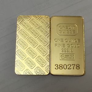 10 PCS Manyetik Olmayan Para Kredisi Suisse 1 Oz 24K Altın Kaplama Dekorasyon Farklı Seri Lazer Numarası