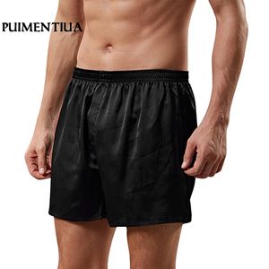 Puimtiua 2020 Erkekler Saten İpeksi Boksörler Homewear Shorts Lüks İpek Salonu Pijama Kısa Artı Boyut Gevşek Kırış Şort