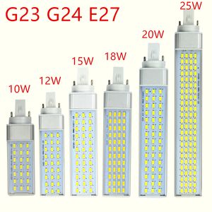 G23 G24 E27 LED Ampüller 10W 12W 15W 18W 20W 25W SMD5730 Işıklar 85-265V Spotlight 180 Derece Yatay Tak Işık led