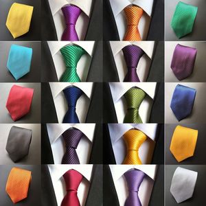 Классические Пейсли связывают сплошные мелкие полосы Черно розово -розовый синий коричневый желтый серебряный темно -синий 100% шелковый мужской галстук