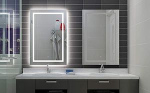 Dikdörtgen Duvara Monte LED Işıklı Vanity Banyo Aynası Anti Sis Dimmer Dokunmatik Yatak Odası Ev Mobilya Makyaj Kozmetik Işık Ayna