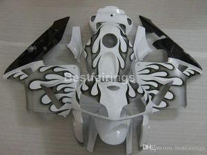 Enjeksiyon Kalıp Ücretsiz 7 Hediyeler Honda CBR600RR 05 06 için Fairing Kiti Siyah Alevler Beyaz Pirzola Seti CBR600RR 2005 2006 FF21