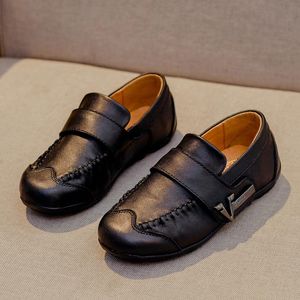 Çocuklar Çocuklar için Hakiki Deri Ayakkabı Elbise Örgün Okul Düğün Ayakkabı Çocuk Oxford Ziyafet Siyah Kauçuk Tek Loafer'lar