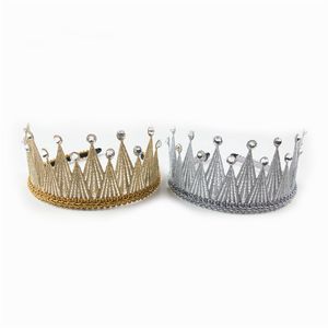 10pcs/lote glitter Felt Crown Bandeira de cabelo sólida Pérola Royal Style Kids Bandas para a cabeça Crystal Luxury Crown Girls Hairbicks Prince Prince