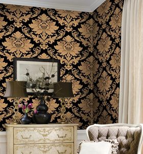 Уникальный Черное золото классический алый Европейский стиль ПВХ виниловые обои спальня гостиная бар КТВ обои