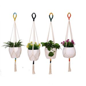 Cabide para plantas em macramê para pendurar na parede, cesta para plantas, corda de algodão, suporte para vaso de flores, interior, exterior, varanda, decoração, arte da parede