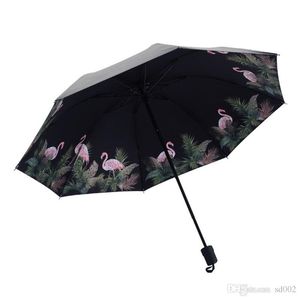 Flamingo All Weather Зонтик Ультрафиолетовый Proof Зонт Три Сложенные Солнцезащитный Bumbershoot Толстый железный стержень 8 Кости Матовый Стик 12 2ybb1