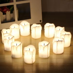 12pcs / set vela Halloween LED velas sem chama Temporizador TEALIGHTS bateria operado luzes elétricas cintilação Tealight para o aniversário de casamento